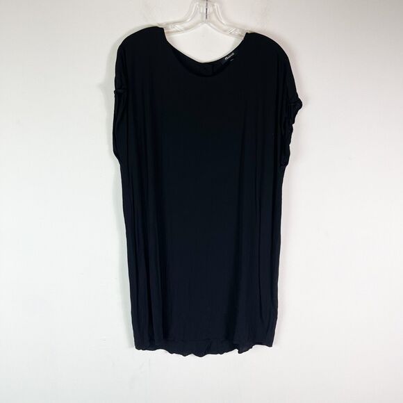 Madewell NWOT Women's Black Short sleeve Back Button Mini Dress Size L - Picture 1 of 4